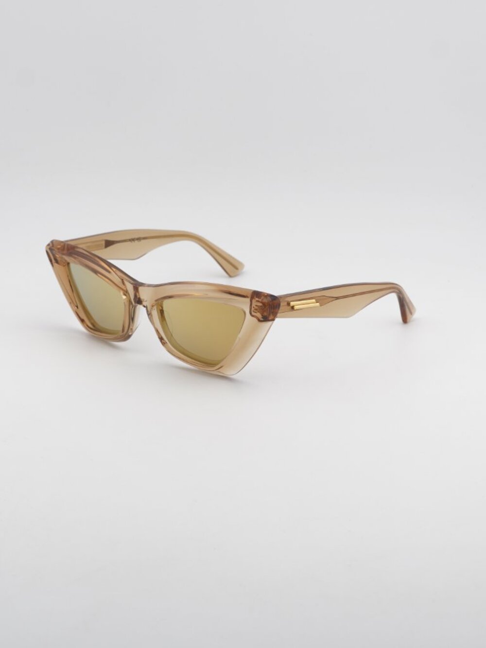 Bottega Veneta BV1101S 007 Sunglasses Brown Cat Eye Frame, Gold Lenses